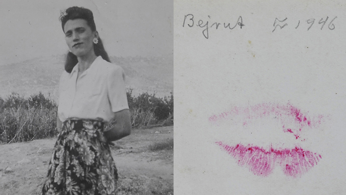 Awers i rewers zdjęcia Zofii Lewandowskiej wysłanego do męża Stanisława walczącego w Armii Andersa, Bejrut, 1946 r., fot. Archiwum prywatne