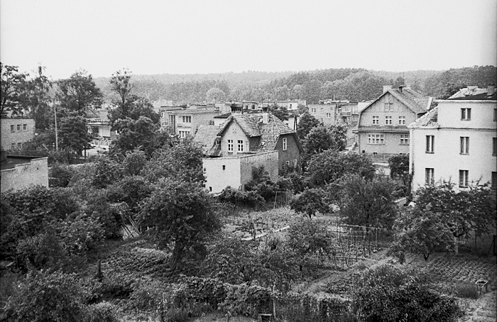 Ogródki działkowe na tyłach UMiG, obecnie parking, Ostrzeszów, 1988 r., fot. G. Kosmala
